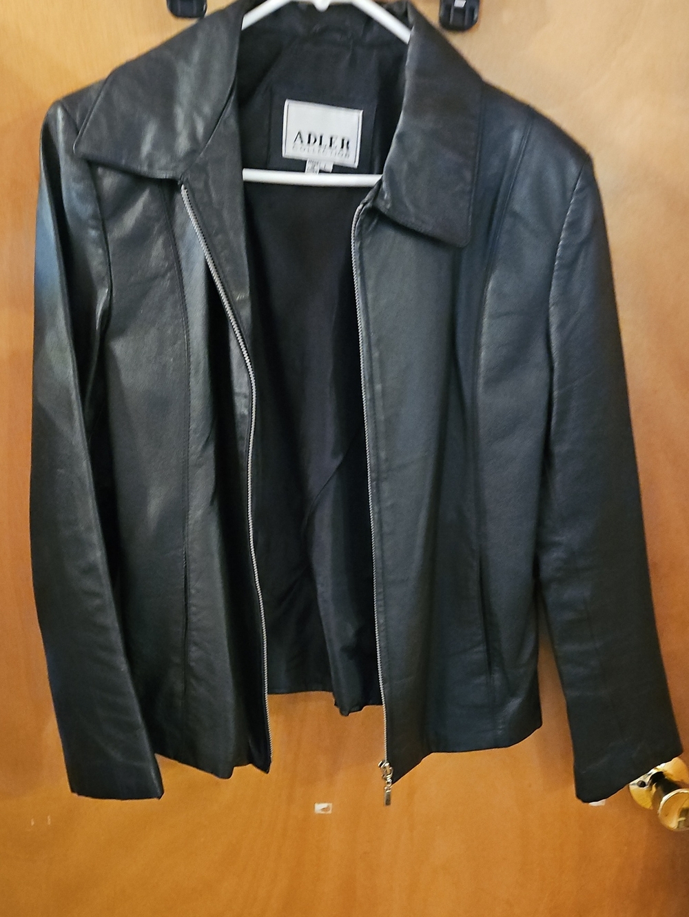 Adler Collection Large Women's Black Leather Zip Front Jacket